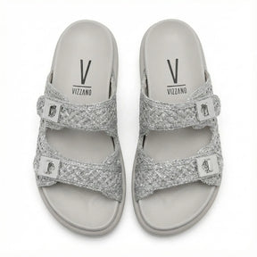 Tamanco Vizzano 6510119 Birk Prata Brilho Flatform