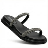 Papete Beira Rio 8488105 Preta Anatômica Brilho Pedrarias