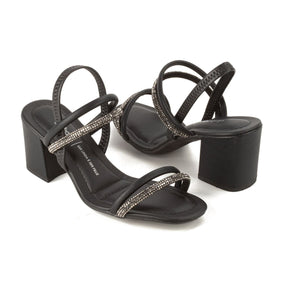 Sandália Dakota Feminina Y6875 Pewter Salto Bloco Pedraria