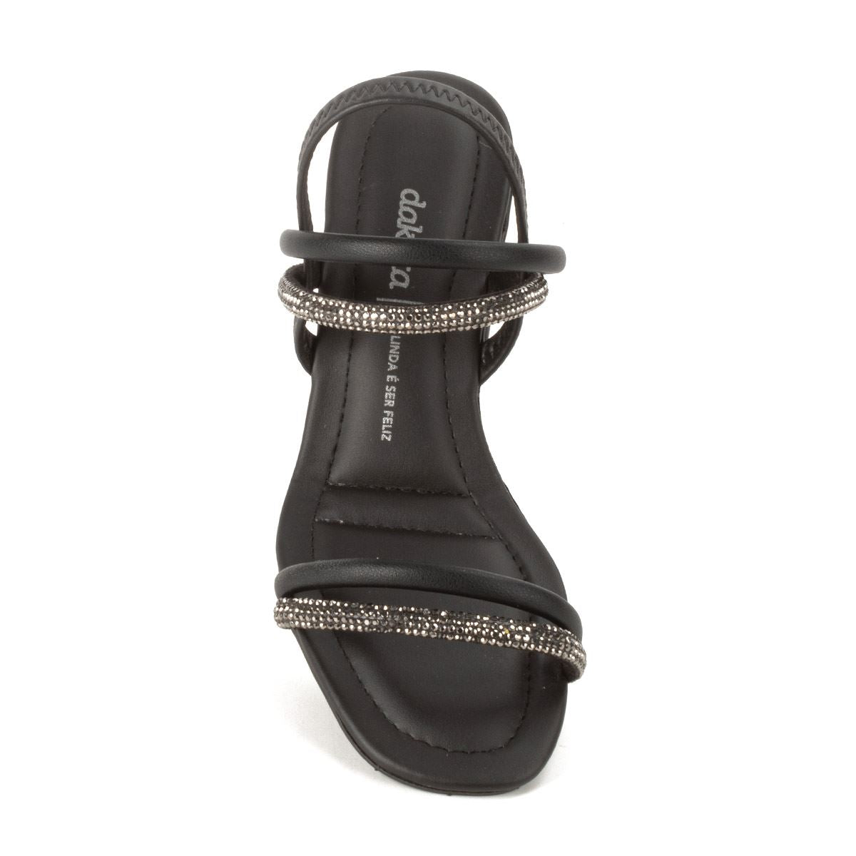 Sandália Dakota Feminina Y6875 Pewter Salto Bloco Pedraria