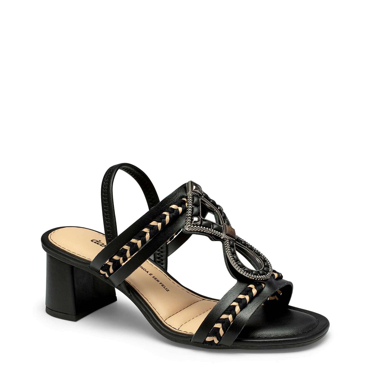 Sandália Dakota Feminina Y7961 Preta Salto Médio 7cm Conforto